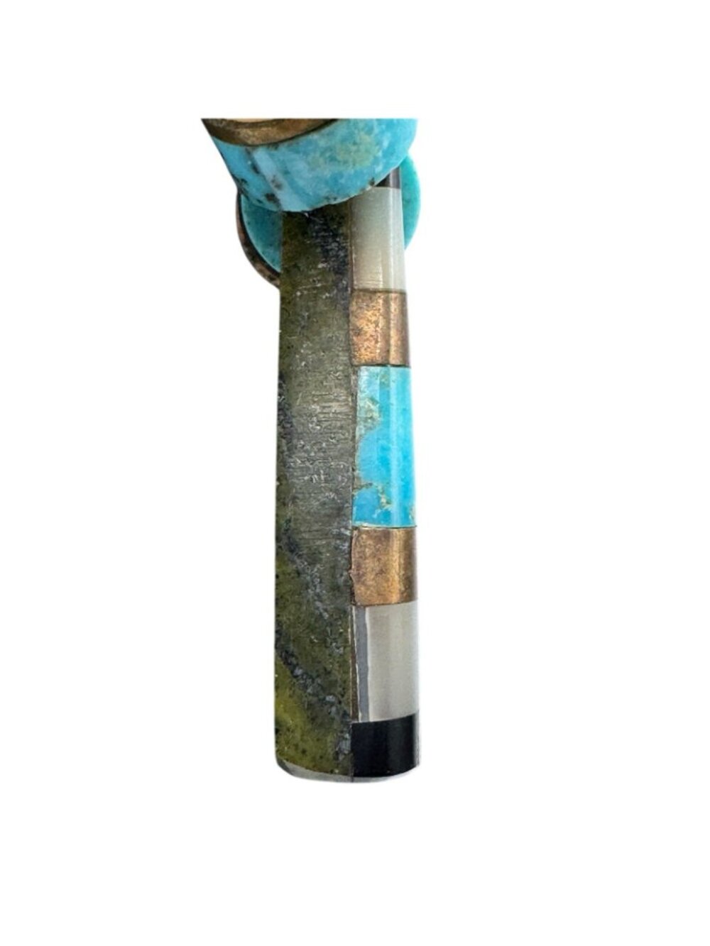 Vintage Navajo Fetish Necklace Sterling Silver Turquoise Jasper MultiStone Inlay - Picture 11 of 16